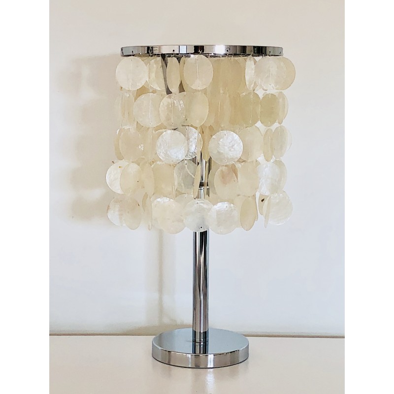 Table Lamp Made Of Mother Pearl, Round Table Lamp